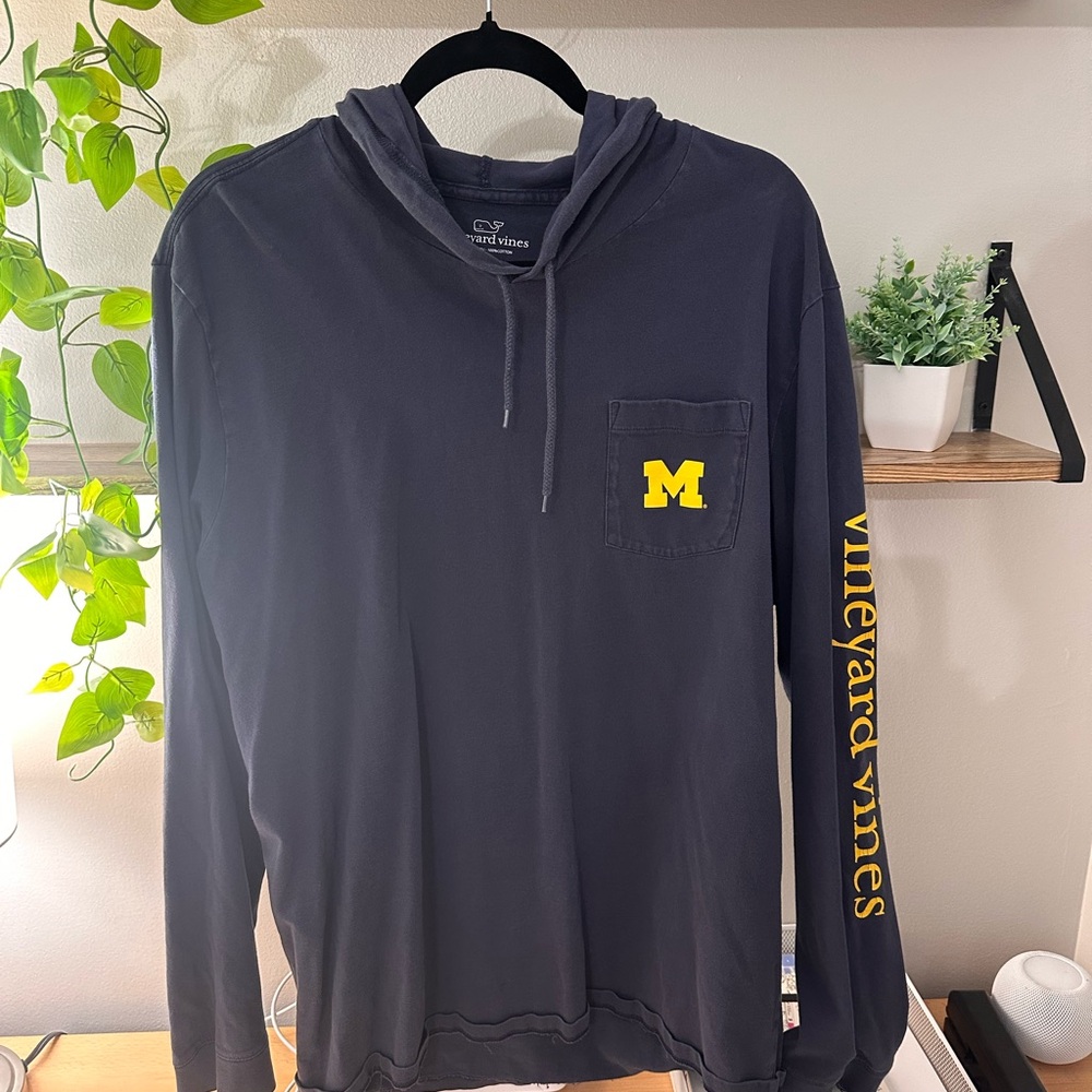 Michigan Wolverines Vineyard Vines Campus Long Sleeve Hoodie T-Shirt - Navy (XL)
